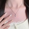 Clotth Snake Cross Pendant Necklace for Women Vintage Stainless Steel Choker Necklace Spirit Snake Animal Rhinestone Cross Adjustable Link Chain - 4 of 4