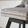 Kumasinova Swivel Velvet Bar Stools Set of 2,Button Tufted Barstools with Wooden Legs,Chrome Nailhead Trim,Upholstered Chairs for Kitchen,Dining Room - 4 of 4