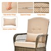 Tangkula Patio Set of 3 Rocking Wicker Bistro Set w/ Tempered Glass Side Table Mix Brown - 4 of 4