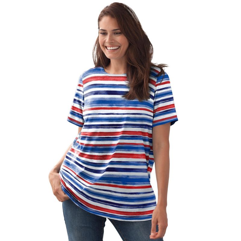 Woman Within Women's Plus Size Perfect Printed Short-Sleeve Crewneck Tee, 1 of 3
