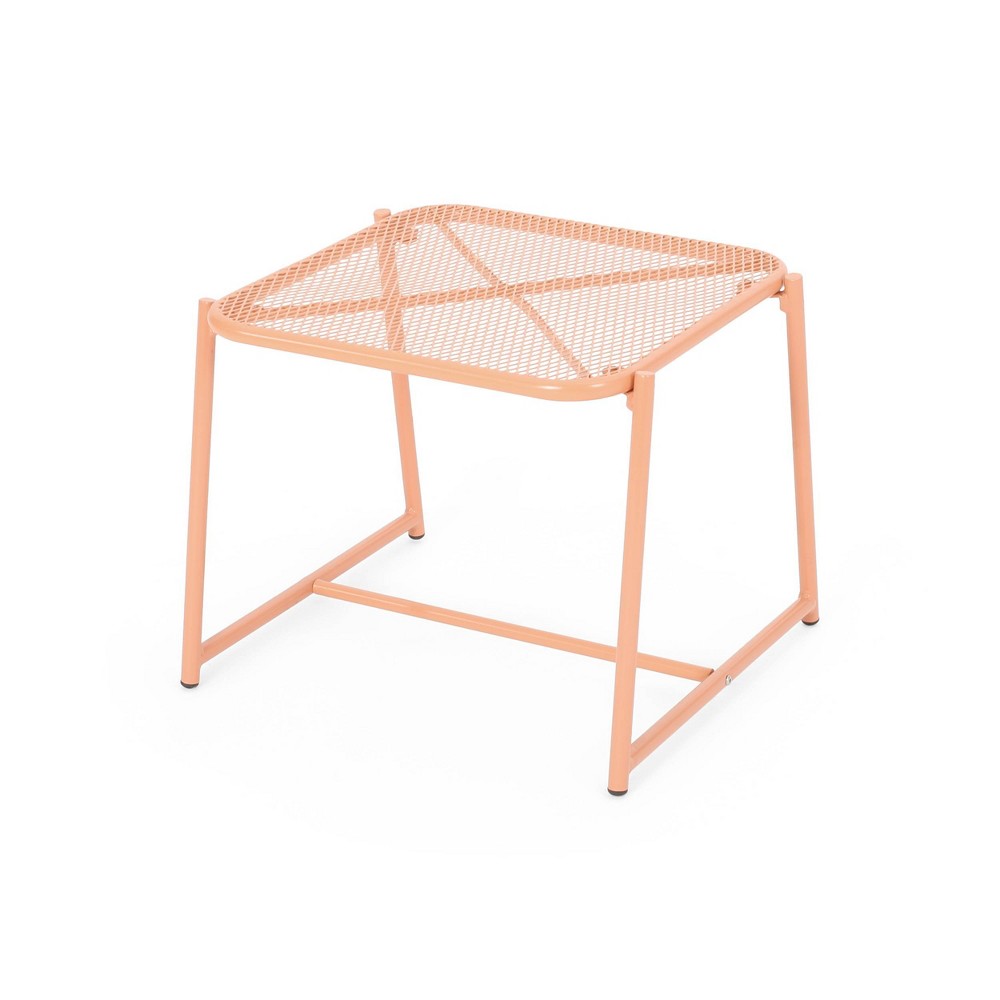 Christopher Knight Home Bucknell Iron Outdoor High Side Table Matte Orange
