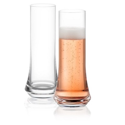 JoyJolt Cosmos Crystal Champagne Flutes – Set of 2 Premium Quality Crystal Glassware – 7 oz