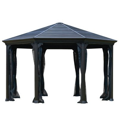 Outsunny 15x15 hardtop gazebo with aluminum frame, permanent metal roof ...