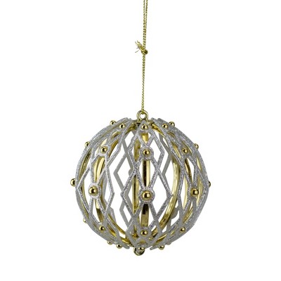 Kurt S. Adler Shiny and Glitter Gold Shatterproof Christmas Ball Ornament 5" (125mm)