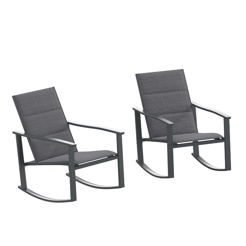 Flash Furniture Brazos Set of 2 Outdoor Rocking Chairs with Flex Comfort Material and Metal Frame, 1 of 12