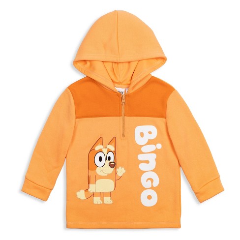 Bluey Bingo Toddler Boys Fleece Half Zip Hoodie Orange 2t : Target