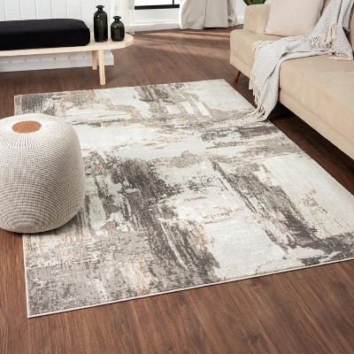 Luxe Weavers Distressed Abstract Beige 5x7 Area Rug, Non-shedding ...