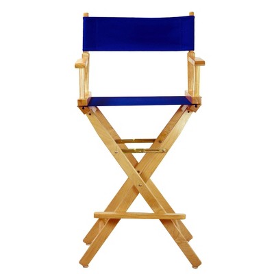 Bar-Height Director's Chair - Natural Frame, Blue Canvas, Royal Blue