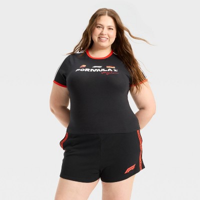 Women's Formula 1 Short Sleeve Graphic Baby T-Shirt - Black 1X