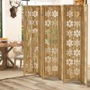PexFix Room Divider Folding Screen Room Divider with Snowflake Pattern for Home Office Garden Bedroom Paulownia Wood - 3 of 4