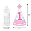 Big Dot of Happiness Pink Snowflakes 1st Birthday - Cone Happy Birthday Party Hats for Kids and Adults - Set of 8 (Standard Size) - 3 of 4