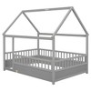 Lyngins Kids' Floor Bed Frame with Wooden House Roof & High Fence Guardrails, Pine Wood Twin Size Toddler Bed/Child Bed, Easy Assembly - 4 of 4
