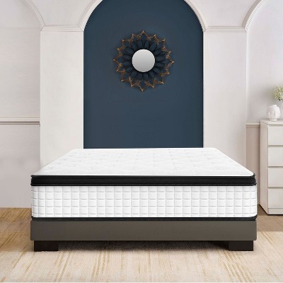 FONTOI 12 Inch Mattress with Cool Memory Foam, Queen Size Mattress with Breathable Kniited Fabric Cover and Individual Pocket, Black White, 80*60*12