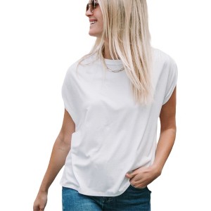 Amaryllis Women's Ruched Gathered Shoulder Top Soft Comfortable Fabric Trendy Relaxed Stylish Casual Versatile Fit - 1 of 4