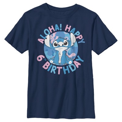 Boy's Lilo & Stitch Aloha Happy 6th Birthday T-Shirt