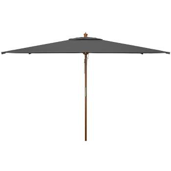Aklin 6.5Ft X 10Ft Rectangle Wooden Pulley Market Patio Outdoor Umbrella (No Tilt)  - Safavieh