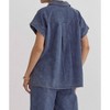 Women's Stitched Button Down Short Sleeve Top - entro - 2 of 4