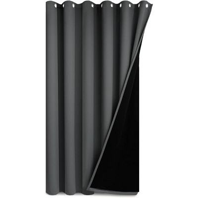 Yakamok Room Darkening Thermal Insulated Blackout Curtains for Bedroom (W100 x L108,Dark Grey 1 Panel)