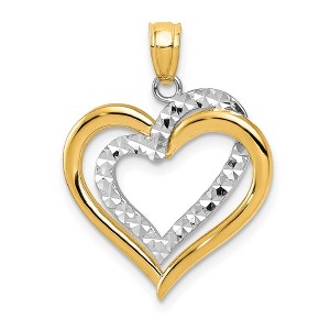 Black Bow Jewelry 14k Two Tone Gold Diamond Cut Intertwined Hearts Pendant, 19mm - 1 of 4