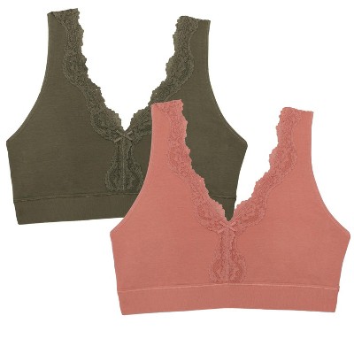 Fruit Of The Loom Women's Everyday Smooth Wireless Full Coverage Shaper  Bralette 2 Pack Black/rose Shadow L : Target