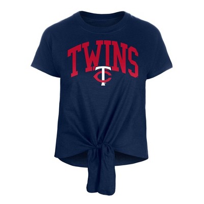 MLB Minnesota Twins Women's Front Knot T-Shirt - XS