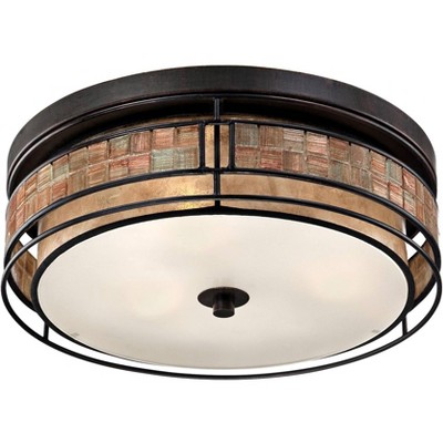 Quoizel Laguna 16" Wide Copper Tile and Mica Glass Ceiling Light