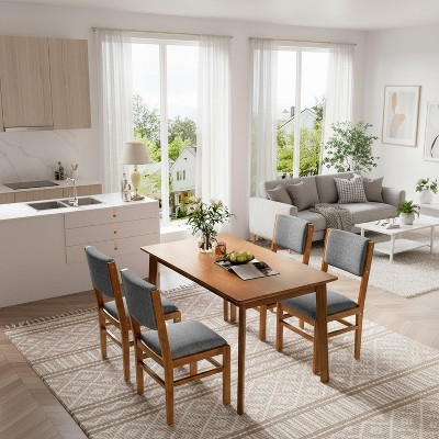 Homy Casa Rectangular Wooden Dining Table with Tapered Legs in Walnut Finish