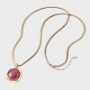 Stone Pendant Chain Necklace - A New Day™ Gold/Burgundy - 3 of 4