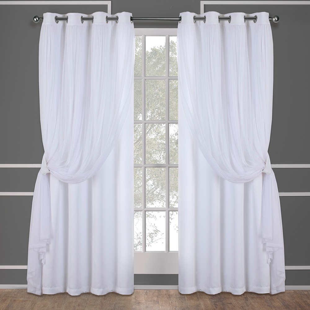 Photos - Curtains & Drapes Set of 2  Caterina Layered Solid Blackout with Sheer Top Curtain(96"x52")