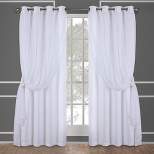 Set of 2 Caterina Layered Solid Blackout with sheer top Curtain Panels Black Pearl - Exclusive Home