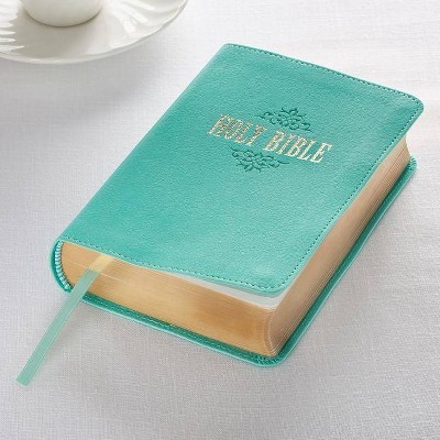 KJV Compact Large Print Lux-Leather Teal - (Leather Bound)