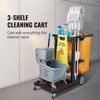 VEVOR Cleaning Cart, 3-Shelf Commercial Janitorial Cart, 200 lbs Capacity Plastic Housekeeping Cart, with 25 Gallon PVC Bag - 3 of 4