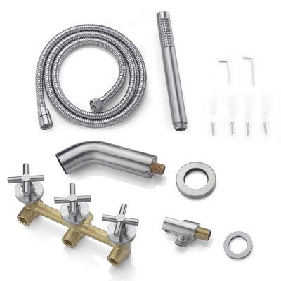 Brushed Nickel Wall Mount Tub Faucet with Sprayer