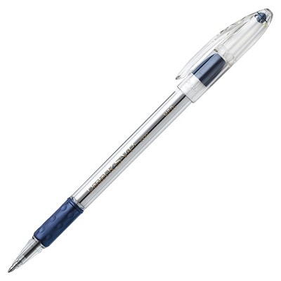Pentel R.S.V.P. Refillable Ballpoint Pen, 1 mm Medium Tip, Blue Ink, Clear Barrel, pk of 12