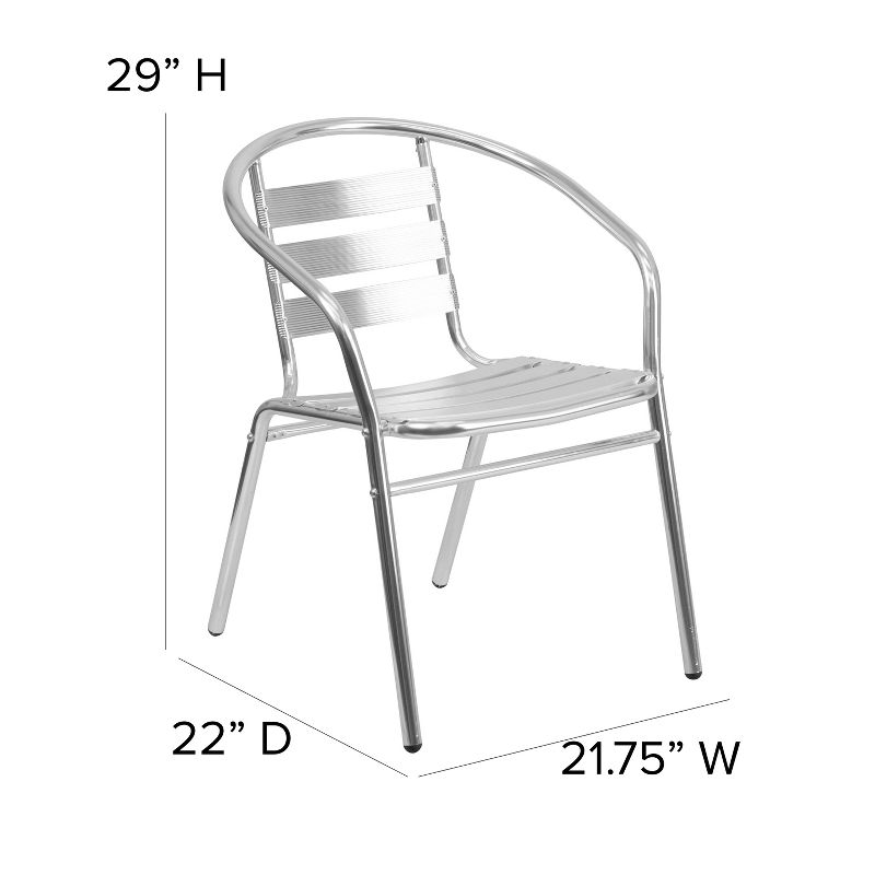 Flash Furniture Commercial Aluminum Indoor-Outdoor Restaurant Stack Chair with Triple Slat Back and Arms, 5 of 13