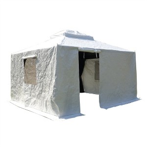 DOMETOUR 10'x12' Universal Gazebo Cover with Sidewalls & Mesh Windows, Waterproof All-Season Enclosure, White - 1 of 4