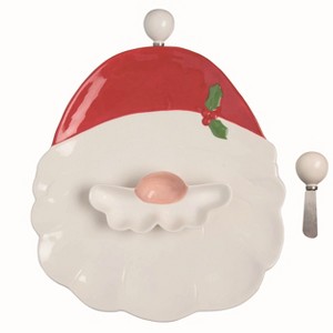 Transpac Dolomite 13 in. Multicolor Christmas Gnome Santa Chip and Dip with Spreader - 1 of 2