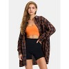 EXLURA Womens Plaid Flannel Shacket Long Sleeve Button Down Shirts Long Jackets Oversized Fall Fashion Outfits - 3 of 4