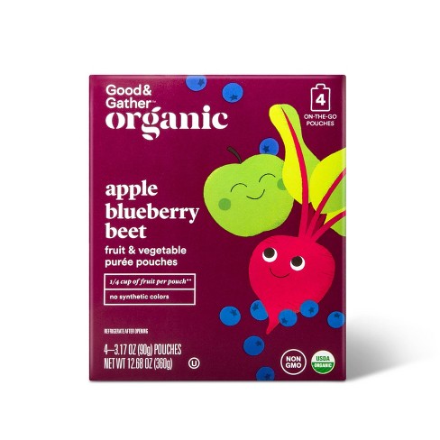 Organic Applesauce Pouches - Apple Blueberry Beet- 4ct - Good & Gather™ - image 1 of 4