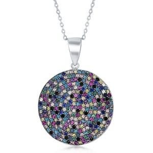 Bella Silver Sterling Silver Round Multi-Color CZ 18" Pendant Necklace - Multi - 1 of 2