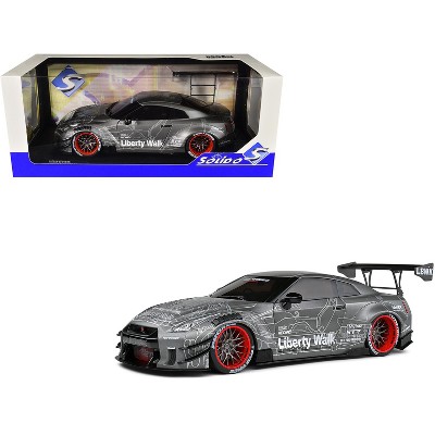 2020 Nissan GT-R (R35) RHD with Liberty Walk 2.0 Body Kit Dark Silver "Catalogue Design" 1/18 Diecast Model Car by Solido