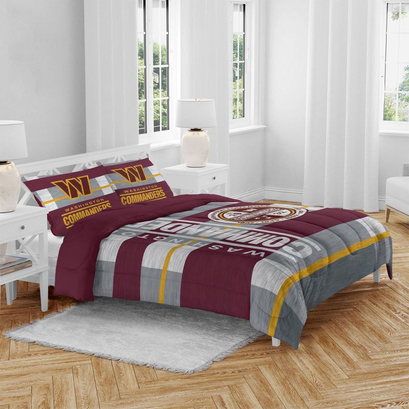 NFL Washington Commanders Heathered Stripe Queen Bed in a Bag - 3pc, 1 of 4