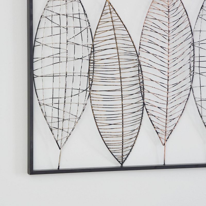 Metal Leaf Wall Decor with Black Frame Black - Olivia &#38; May, 3 of 8