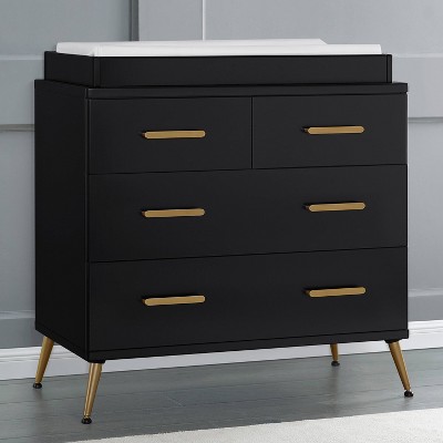 Black Ebony Bronze 4-Drawer Dresser with Changing Top