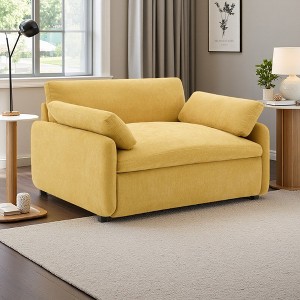 50" Oversized Chenille Single Sofa Chair with Deep Seat and 2 Throw Pillows - 1 of 4