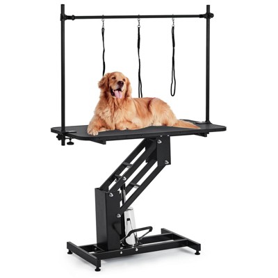 Hydraulic Dog Grooming Table, Heavy Duty 350Lbs Capacity Professional Pet Grooming Table with Adjustable Overhead Arm & Noose, Height Range 22''-39''
