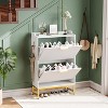 Shoe Cabinet with 2 Flip Drawers - Freestanding Fluted Shoe Storage Organizer with Metal Legs, Slim Hidden Shoe Rack for Entryway Bedroom - 4 of 4