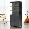 Okak Tall Cabinet, Display Cabinet with 5 Glass Doors and 5 Shelves, Modern Style Curio Cabinet for Home Living Room, Office, Black - 4 of 4