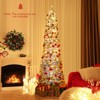 Costway 6/7 FT Snow-flocked Artificial Christmas Tree with 220 Warm White LED Lights, 8 Modes - 4 of 4
