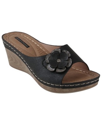 GC Shoes Naples Flower Comfort Slide Wedge Sandals